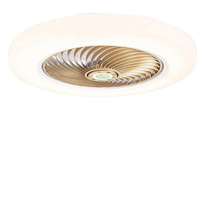 Large Round Acrylic Modern Flush Mount Bladeless Ceiling Fan With LED Light Remote Control