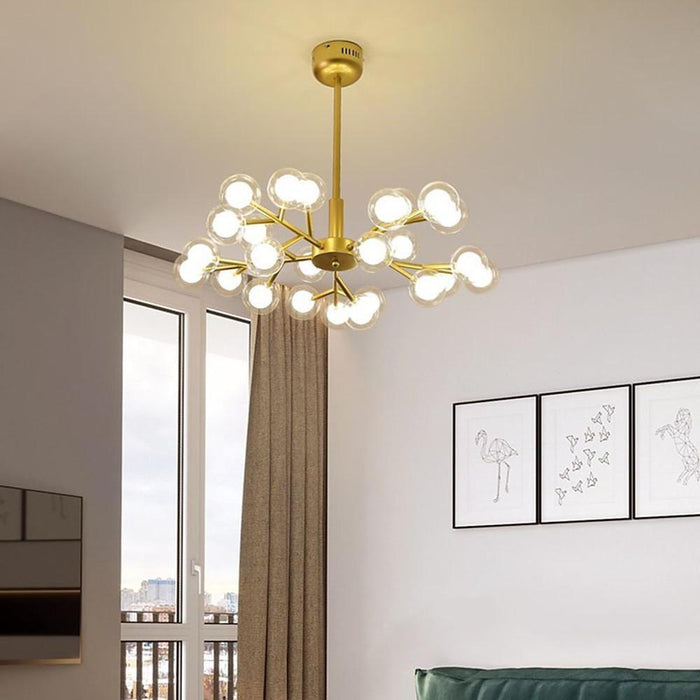 25 Lights LED Cluster Glass Bubble Sputnik Chandelier Hanging Ceiling Lights