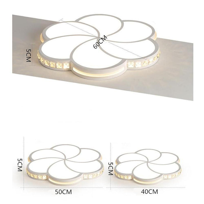 Flower Crystal Dimmable LED White Modern Flush Mount Lighting Ceiling Light