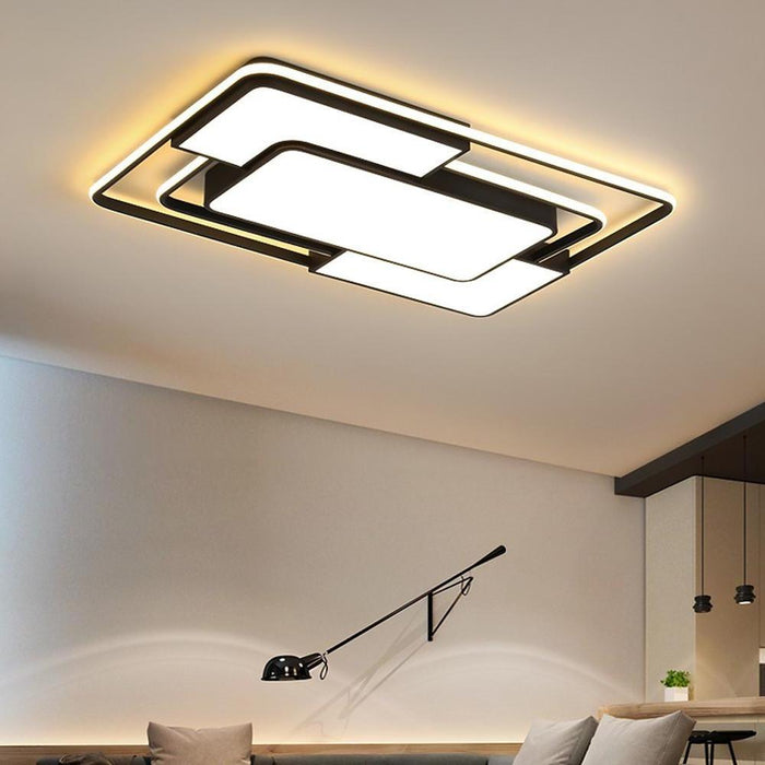 Overlapping Squares Metal Flush Mounted Lights Geometrical LED Ceiling Light