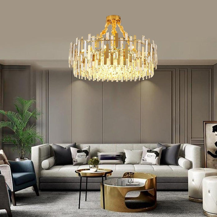 Queen Golden Crystal Chandelier - Modern Luxury. 9/12/17 Lights. Adjustable Height. 110-120V