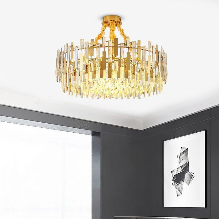 Queen Golden Crystal Chandelier - Modern Luxury. 9/12/17 Lights. Adjustable Height. 110-120V