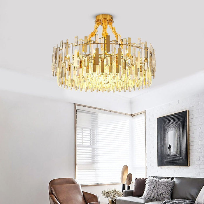 Queen Golden Crystal Chandelier - Modern Luxury. 9/12/17 Lights. Adjustable Height. 110-120V