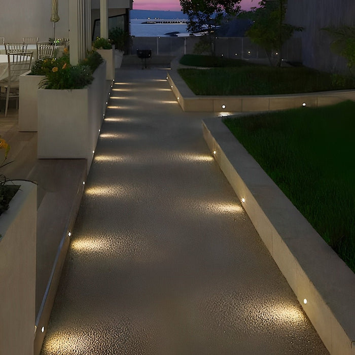 LED Deck Stair Lights - Outdoor Recessed Step Lighting, In-ground Garden Pathway Fixtures - Stainless Steel, Waterproof