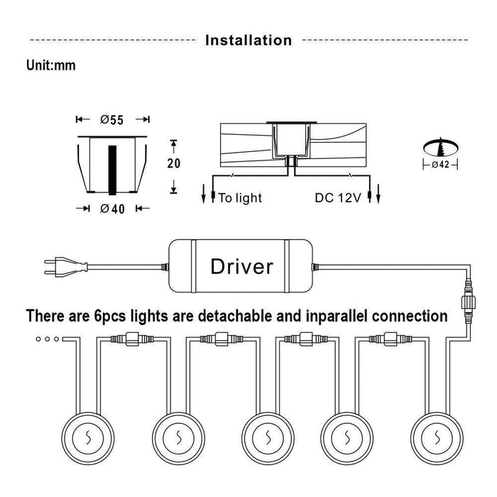 LED Deck Stair Lights - Outdoor Recessed Step Lighting, In-ground Garden Pathway Fixtures - Stainless Steel, Waterproof