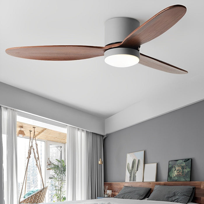Nordic Ceiling Fan with Light - Silent DC Motor, Remote Control - Low Profile, Dimmable LED