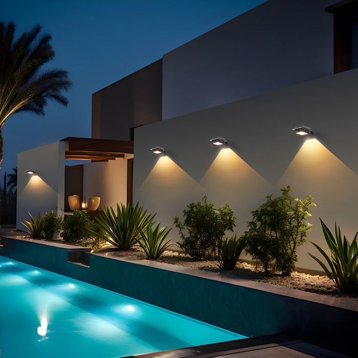 LED Square Outdoor Wall Light - Solar Powered, Waterproof, Dusk-to-Dawn Sensor, Modern Design
