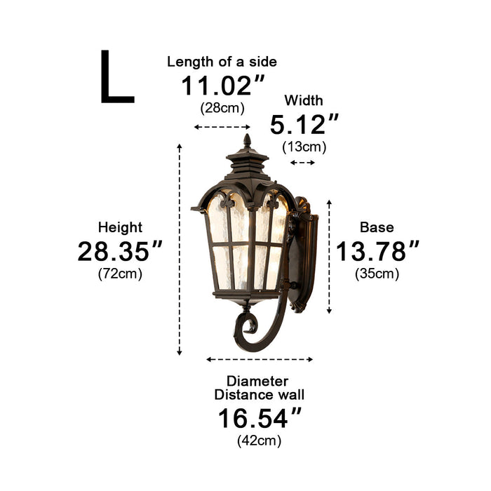 Classic European Outdoor Wall Sconce - Tower Glass Design, LED Exterior Light for Porch/Entryway