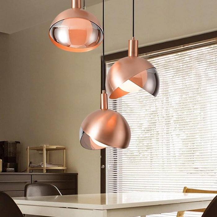 Semi Globe Metal Glass Pendant Light Shade Dual Colored Pendant Lighting
