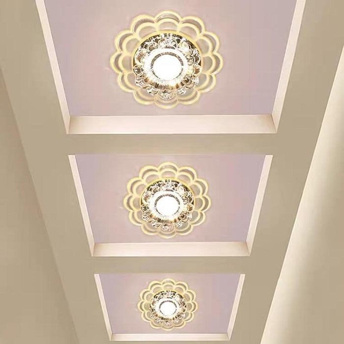 Flower Effect Entryway Lighting Crystal Metal LED Flush Mount Ceiling Light for Baby Kids