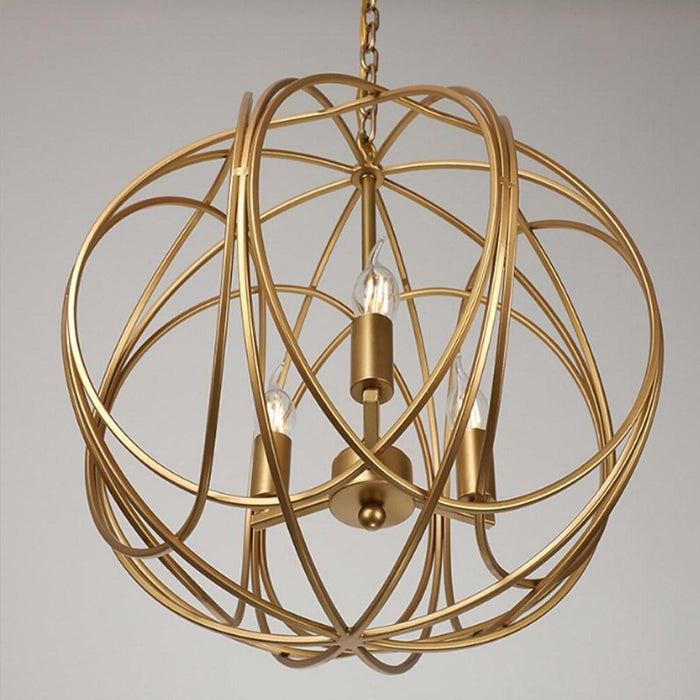Ornate Candelabra Brass Chandelier LED Gold Orb Chandelier 3 Lights