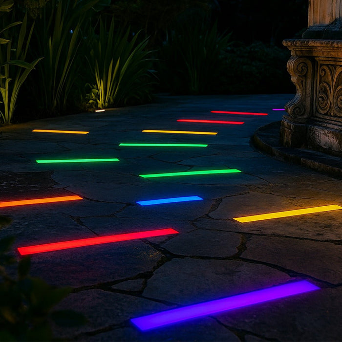 Low Voltage Waterproof Outdoor Recessed LED Strip Light - In-Ground Stainless Steel Linear Lighting, Garden/Yard Accent