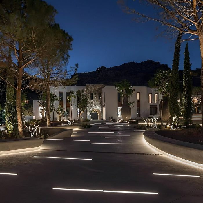 Low Voltage Waterproof Outdoor Recessed LED Strip Light - In-Ground Stainless Steel Linear Lighting, Garden/Yard Accent