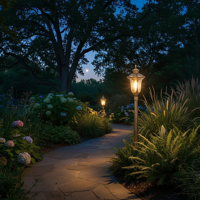Retro Bronze European Style Street Light - Outdoor Post Lantern for Garden, Pathway, and Yard Illumination