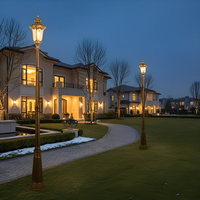 Retro Bronze European Style Street Light - Outdoor Post Lantern for Garden, Pathway, and Yard Illumination