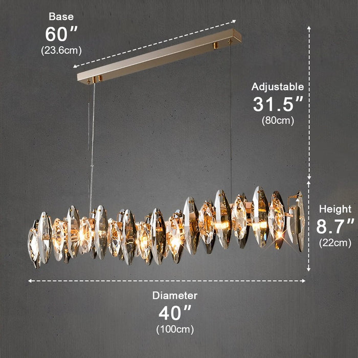 Crystal Chandelier - Modern LED Lighting Fixture, Adjustable Height - Elegant Living Room, Bedroom Decor