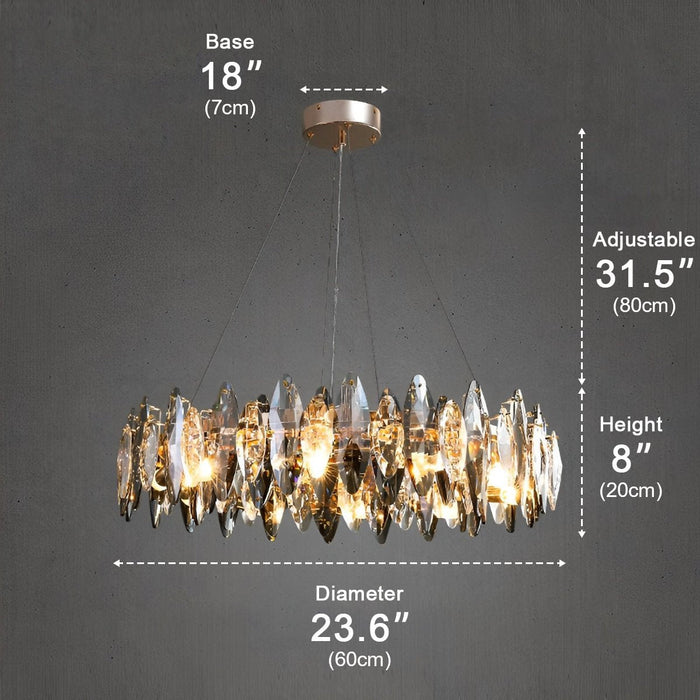 Crystal Chandelier - Modern LED Lighting Fixture, Adjustable Height - Elegant Living Room, Bedroom Decor