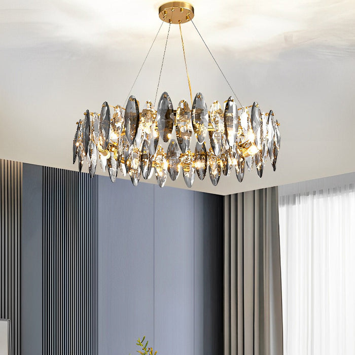 Crystal Chandelier - Modern LED Lighting Fixture, Adjustable Height - Elegant Living Room, Bedroom Decor