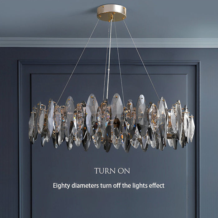 Crystal Chandelier - Modern LED Lighting Fixture, Adjustable Height - Elegant Living Room, Bedroom Decor