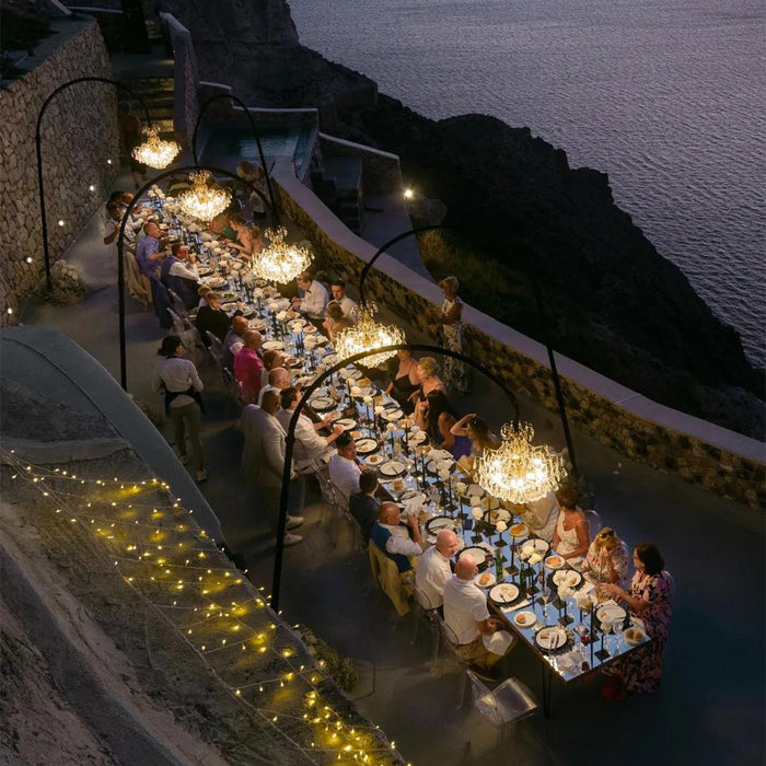 Outdoor Crystal Chandelier, Waterproof Low Voltage, Luxury Event Lighting for Garden/Patio/Wedding