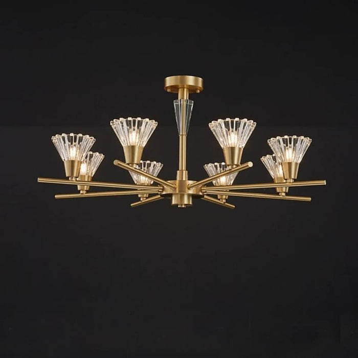 6-light LED Glass Copper Modern Ceiling Lights Flush Mount Lighting
