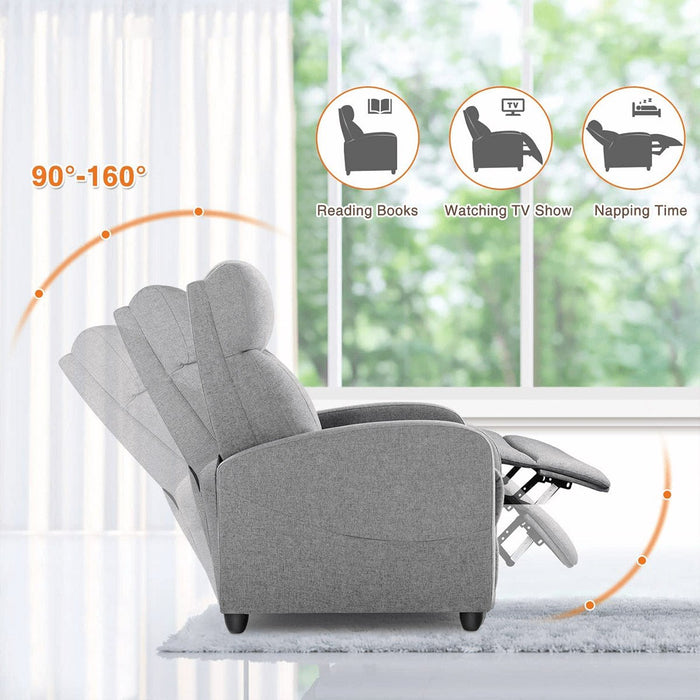 Manual Recliner Chair - Winback Design, Massage / Heating - Single Sofa for Living Room Comfort