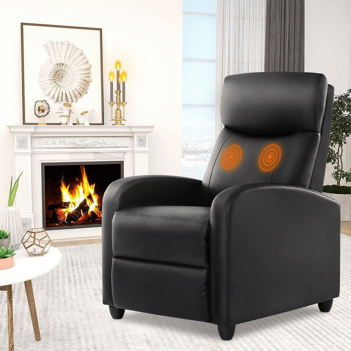 Manual Recliner Chair - Winback Design, Massage / Heating - Single Sofa for Living Room Comfort