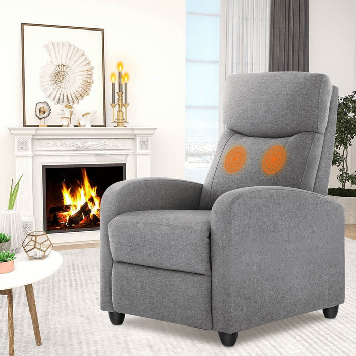 Manual Recliner Chair - Winback Design, Massage / Heating - Single Sofa for Living Room Comfort