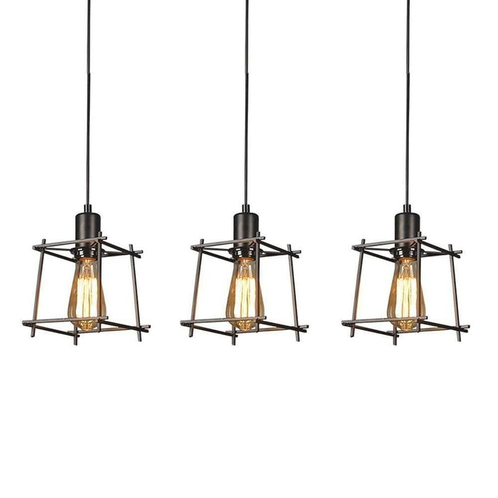 Square Metal Lantern Design LED Black Industrial Pendant Lighting Chandeliers