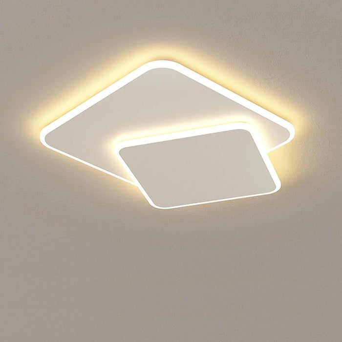 2 Square Metal Offset Flush Mounted Lights LED Bedroom Ceiling Lights