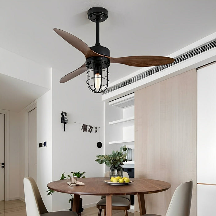 Mid-Century Modern Ceiling Fan - DC Motor / Reversible Airflow, Lantern Light Fixture