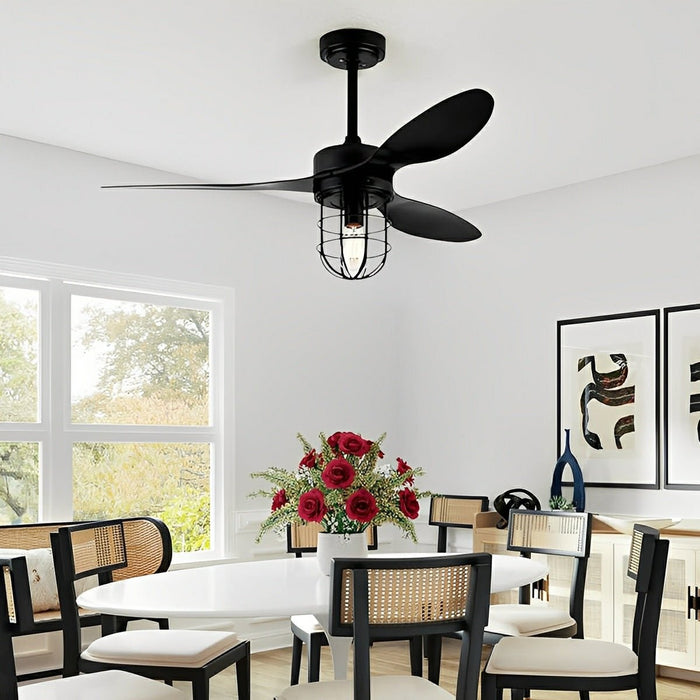 Mid-Century Modern Ceiling Fan - DC Motor / Reversible Airflow, Lantern Light Fixture