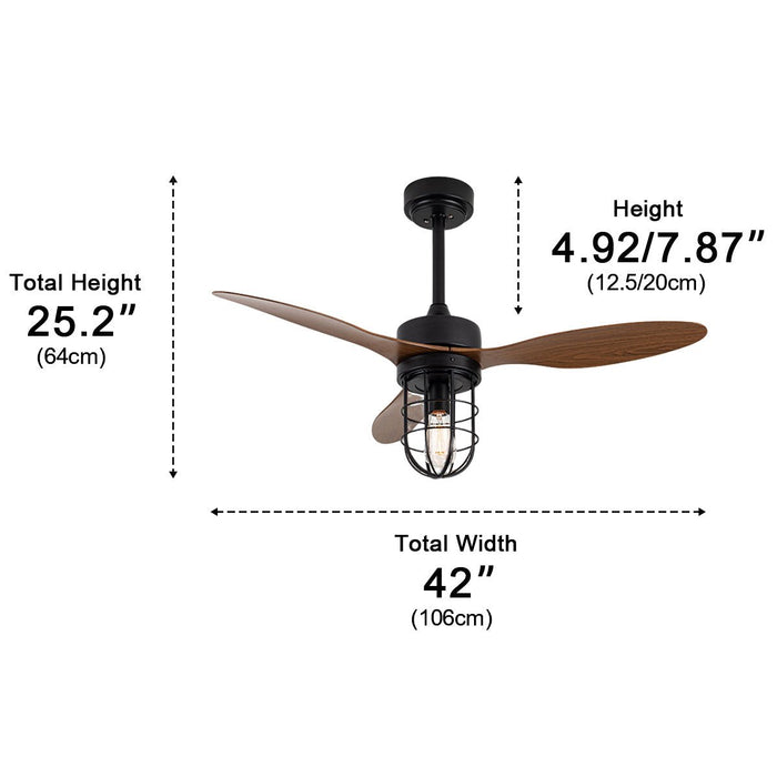 Mid-Century Modern Ceiling Fan - DC Motor / Reversible Airflow, Lantern Light Fixture