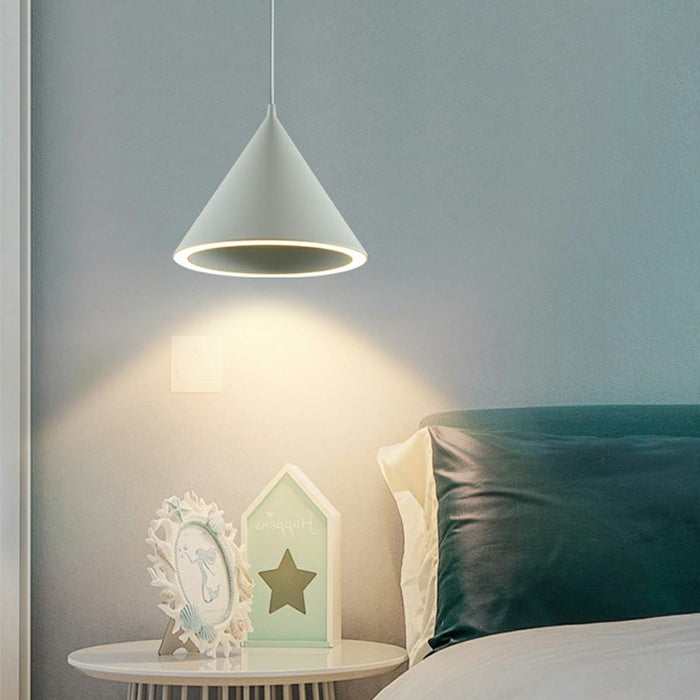 Conical LED Macaron Color Nordic Pendant Light - Modern Ceiling Fixture, Adjustable Height, Kitchen Island Dining Room Accent