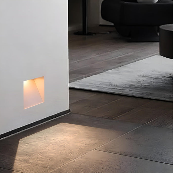 Recessed Step Light - Square LED Stairway Wall Light - Flush Mount Baseboard Lighting for Modern Homes