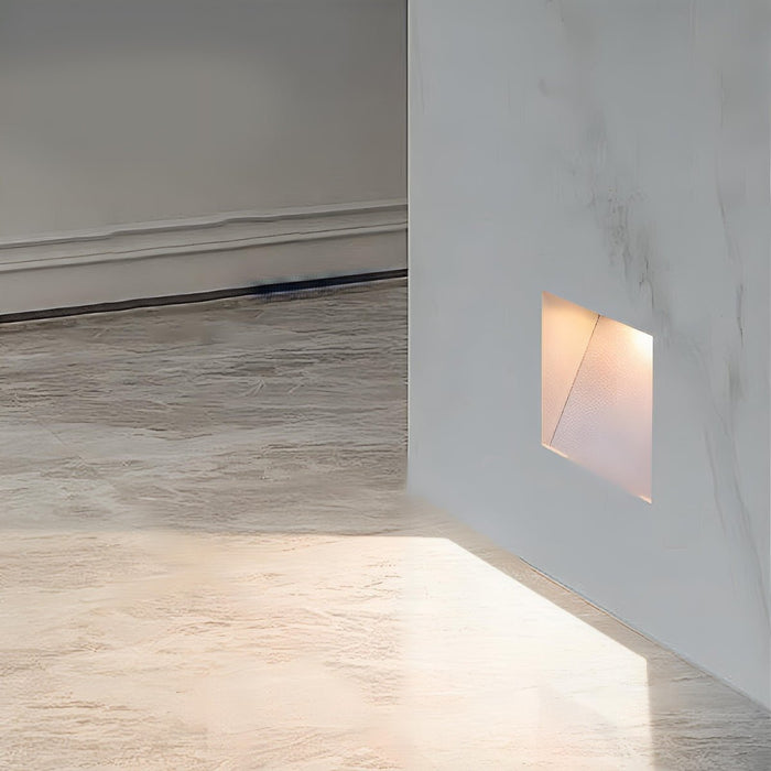 Recessed Step Light - Square LED Stairway Wall Light - Flush Mount Baseboard Lighting for Modern Homes