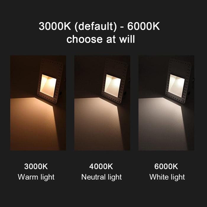 Recessed Step Light - Square LED Stairway Wall Light - Flush Mount Baseboard Lighting for Modern Homes