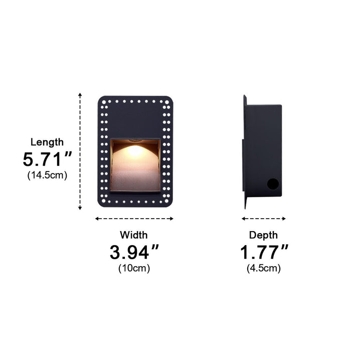 Recessed Step Light - Square LED Stairway Wall Light - Flush Mount Baseboard Lighting for Modern Homes