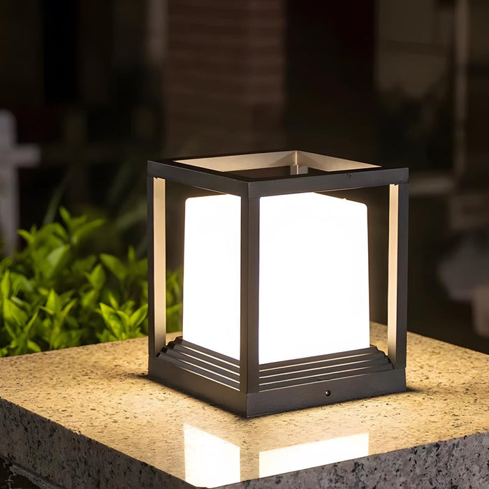 Square Solar Fence Post Lights - Modern Waterproof Outdoor Deck Caps, Dusk-to-Dawn Automatic Pathway Lighting