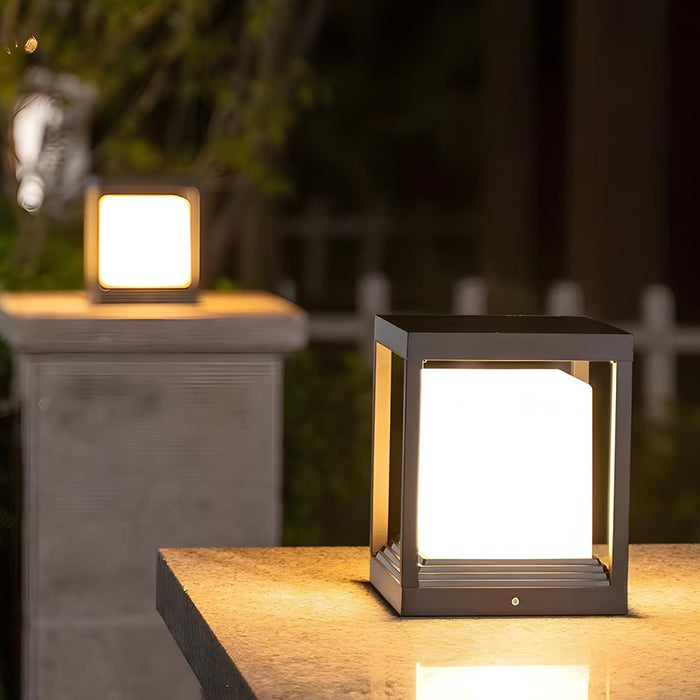 Square Solar Fence Post Lights - Modern Waterproof Outdoor Deck Caps, Dusk-to-Dawn Automatic Pathway Lighting