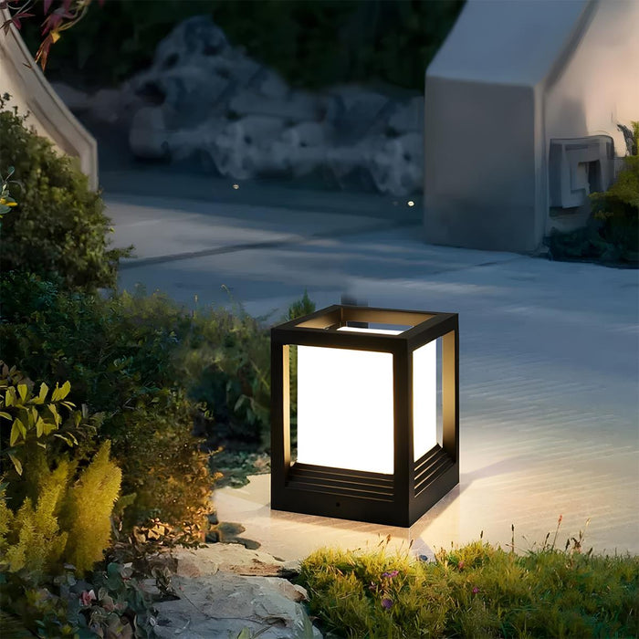 Square Solar Fence Post Lights - Modern Waterproof Outdoor Deck Caps, Dusk-to-Dawn Automatic Pathway Lighting