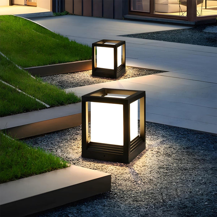 Square Solar Fence Post Lights - Modern Waterproof Outdoor Deck Caps, Dusk-to-Dawn Automatic Pathway Lighting