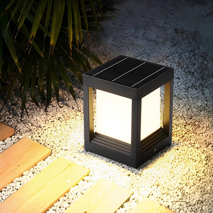 Square Solar Fence Post Lights - Modern Waterproof Outdoor Deck Caps, Dusk-to-Dawn Automatic Pathway Lighting
