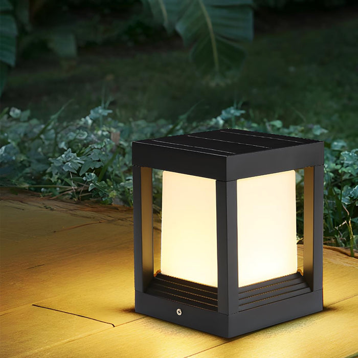 Square Solar Fence Post Lights - Modern Waterproof Outdoor Deck Caps, Dusk-to-Dawn Automatic Pathway Lighting