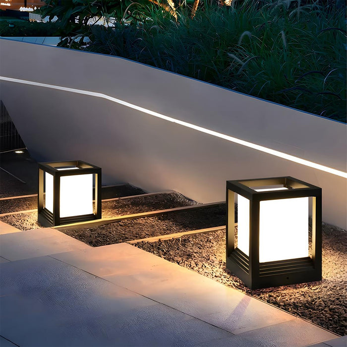 Square Solar Fence Post Lights - Modern Waterproof Outdoor Deck Caps, Dusk-to-Dawn Automatic Pathway Lighting