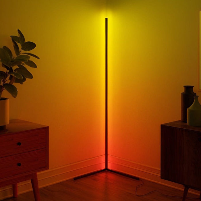 Minimalist RGB Dimming Strip LED Corner Floor Lamp with APP or Remote Control Standing Light