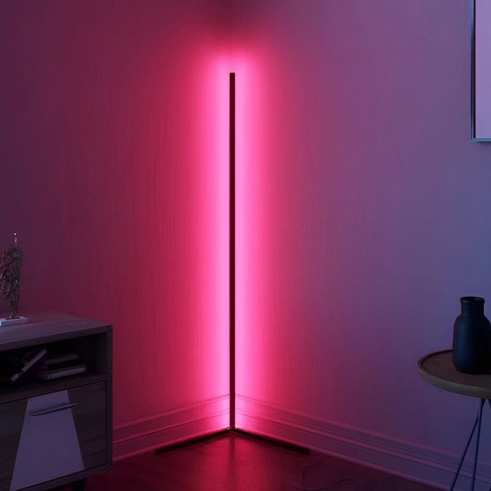 Minimalist RGB Dimming Strip LED Corner Floor Lamp with APP or Remote Control Standing Light