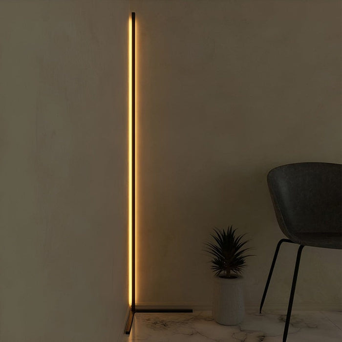 Minimalist RGB Dimming Strip LED Corner Floor Lamp with APP or Remote Control Standing Light
