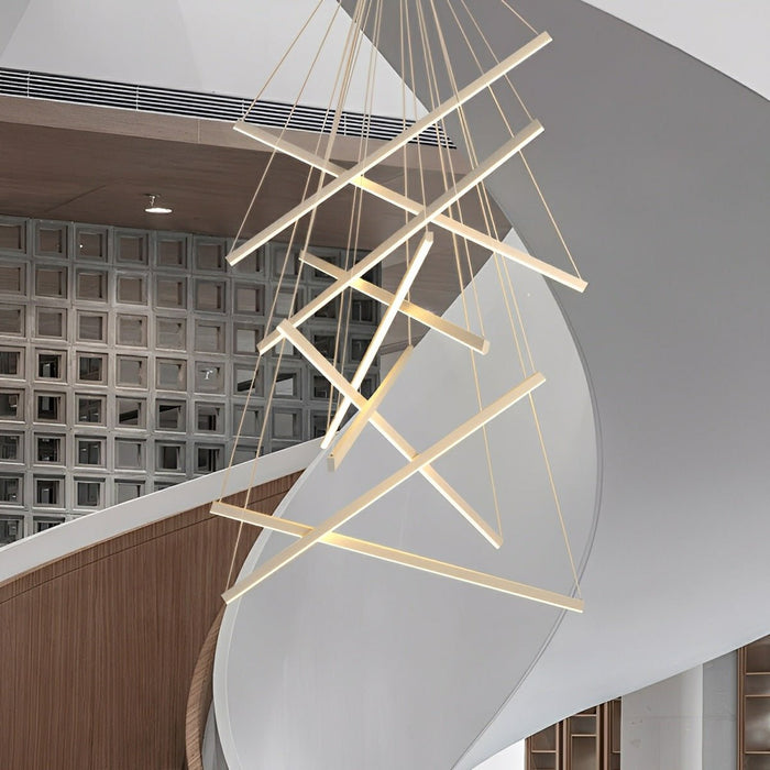 Minimalist Strip Chandelier - Stepless Dimming LED, Modern White Pendant Light, Contemporary Ceiling Fixture