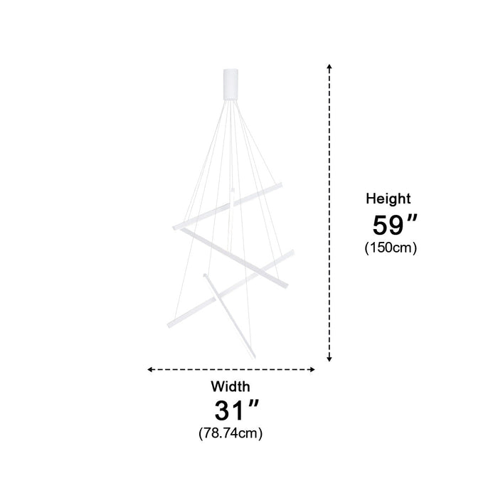 Minimalist Strip Chandelier - Stepless Dimming LED, Modern White Pendant Light, Contemporary Ceiling Fixture